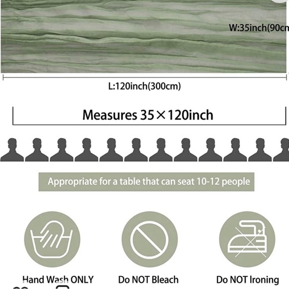 8 pack of 10’ Sage Green Table Runners - Picture 2 of 6